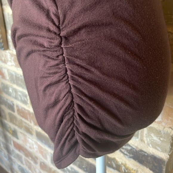 Made By Johnny Brown Wrap V-Neck Top Ruched Sides Dolman Sleeves Size Medium - Picture 7 of 11